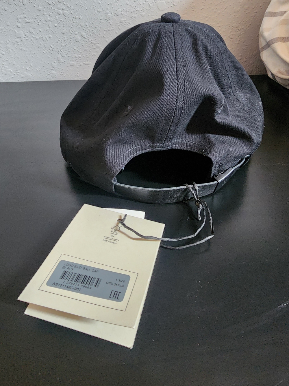 AllSaints Black Baseball Cap with White Logo - Picture 2 of 3